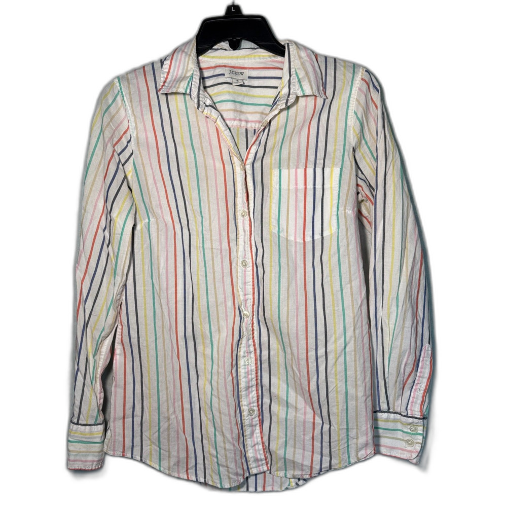Preppy Cozy Casual J. Crew Multi color vertical Stripe Blouse size S